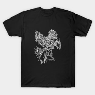 Phoenix  bird reborn from the ashes in white T-Shirt